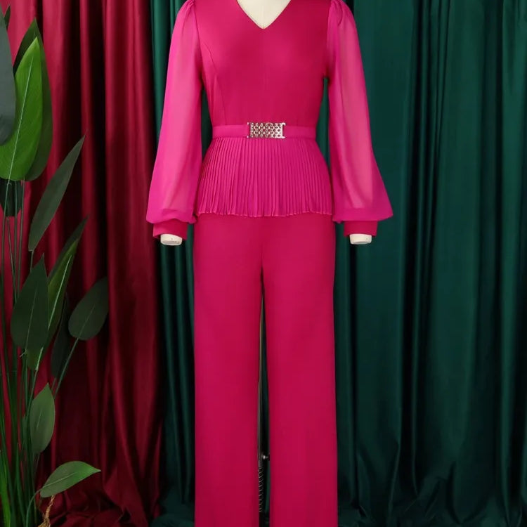 Plus Size Summer 2 Two Piece Set Women Mesh Long Sleeve See Through Fashion Ladies Blouses Loose High Waist Woman Wide Leg Pant