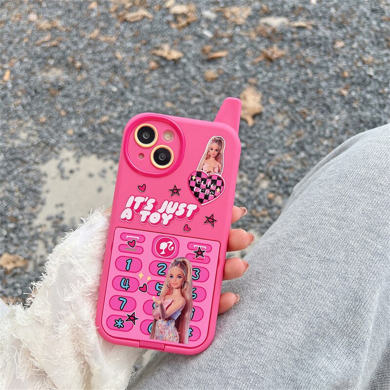 Y2K Girls Mirror Mobile Phone Case Barbie Fashion Women Iphone 14Promax Shell 12 13 Xr Smartphone Protective Shell Keychain Gift