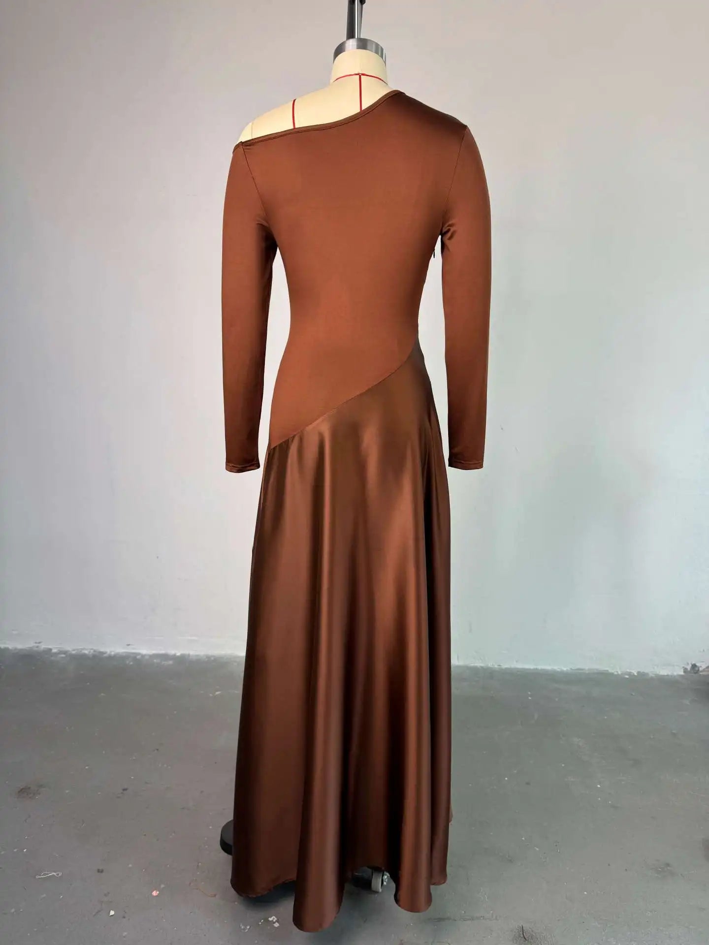 Women One Shoulder Full Sleeve Maxi Long Dress 2025 Summer Patchwork Vintage Birthday Sexy Club Party Evening Dresses