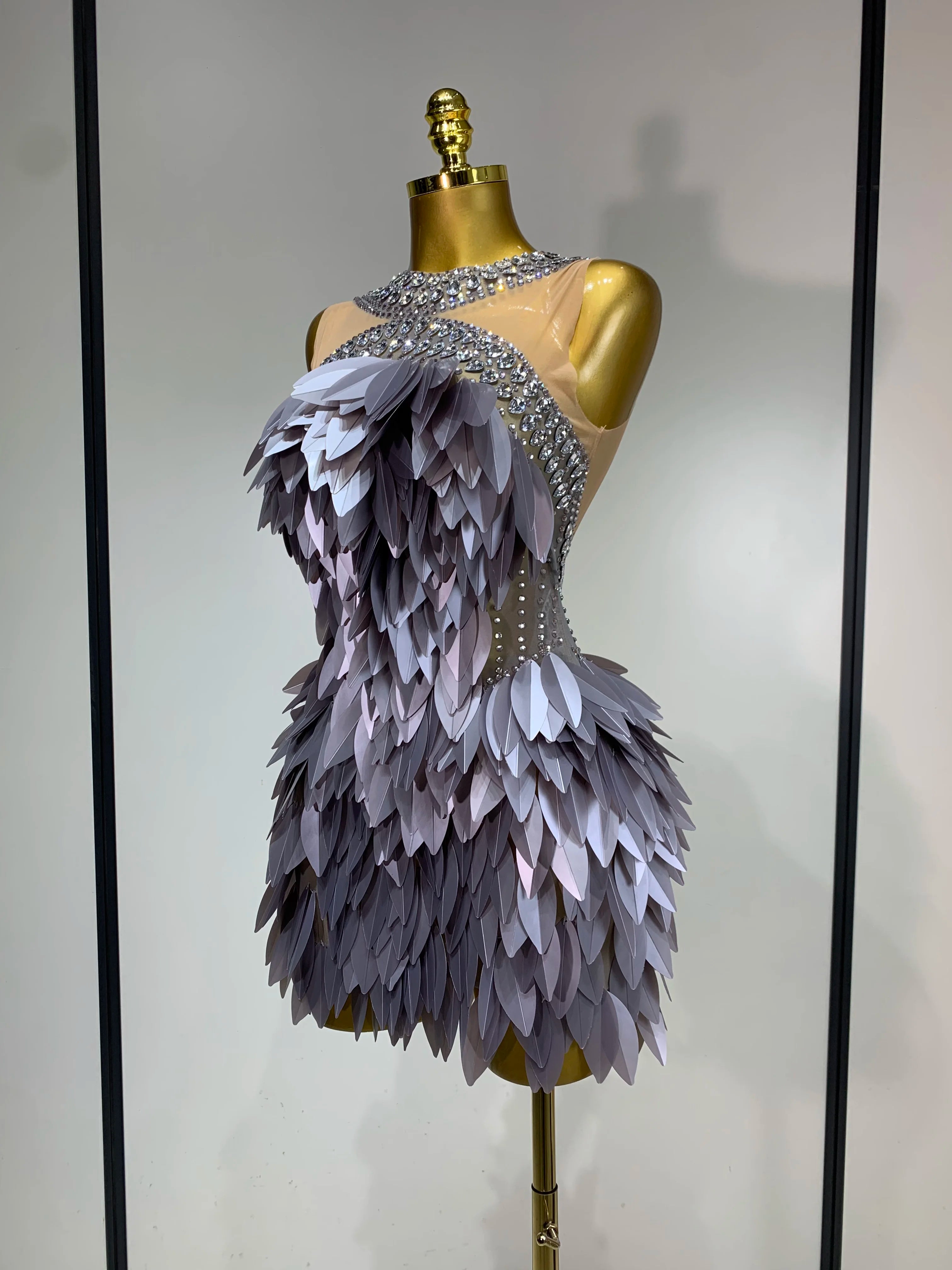 Women Sexy Long Sleeve sequins Diamonds Mini Celebrity Dress Birthday Party Costume Bar Nightclub Stage Performance Clothing