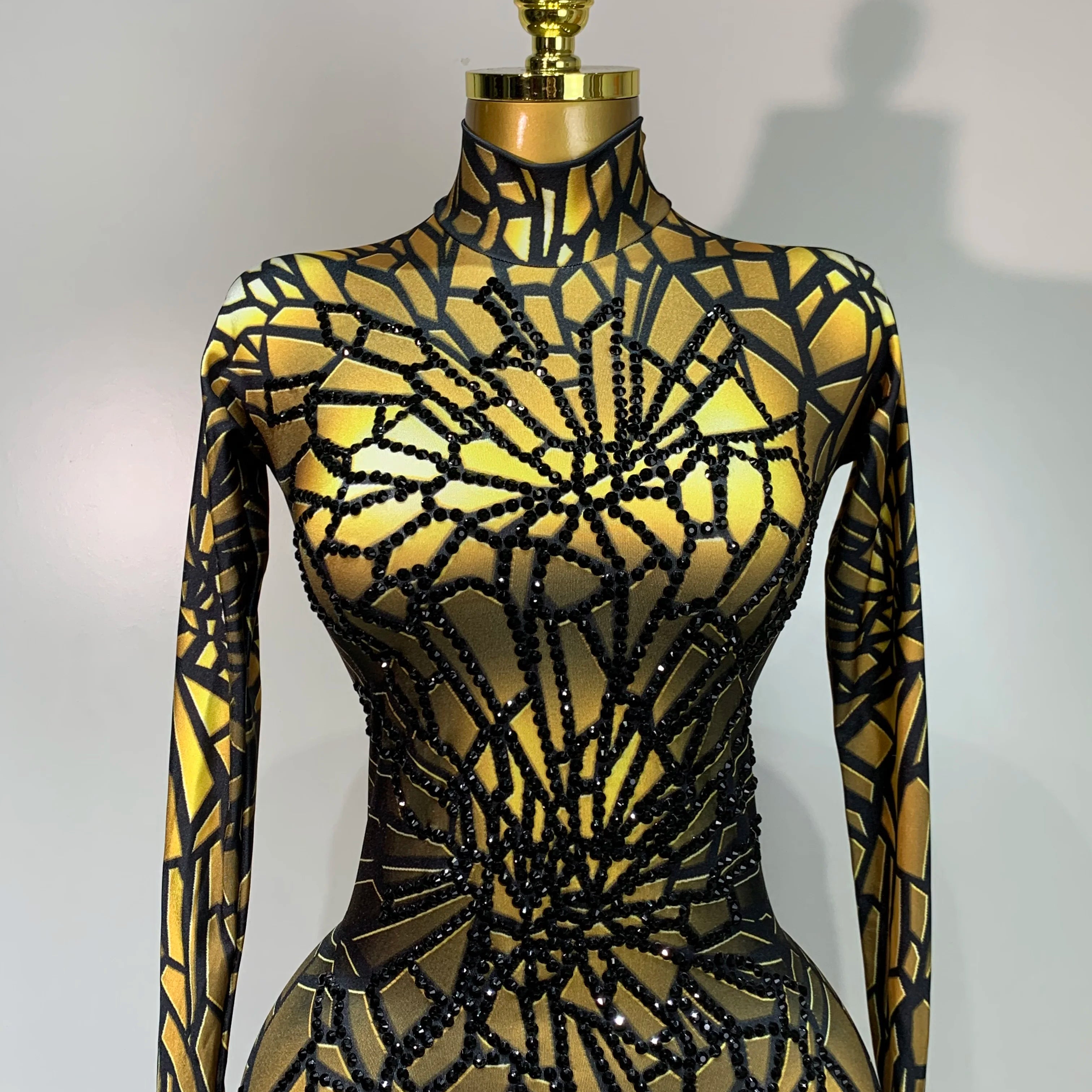 Women Sexy Stretch Glitter Rhinestones Bodycon Jumpsuit Dance Bodysuit Party Singer Stage Wear Birthday Drag Queen Costumes