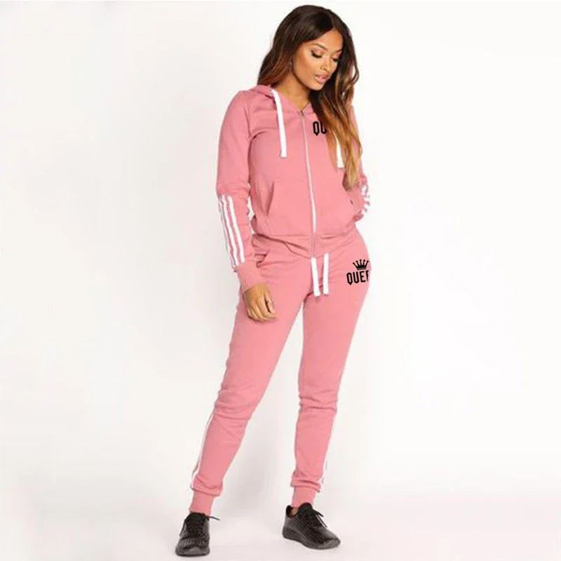Womens Outfit Fashion Zip 2 Pieces Suit Spring Autumn Sweatshirt Set Casual Pants Jogging Clothes
