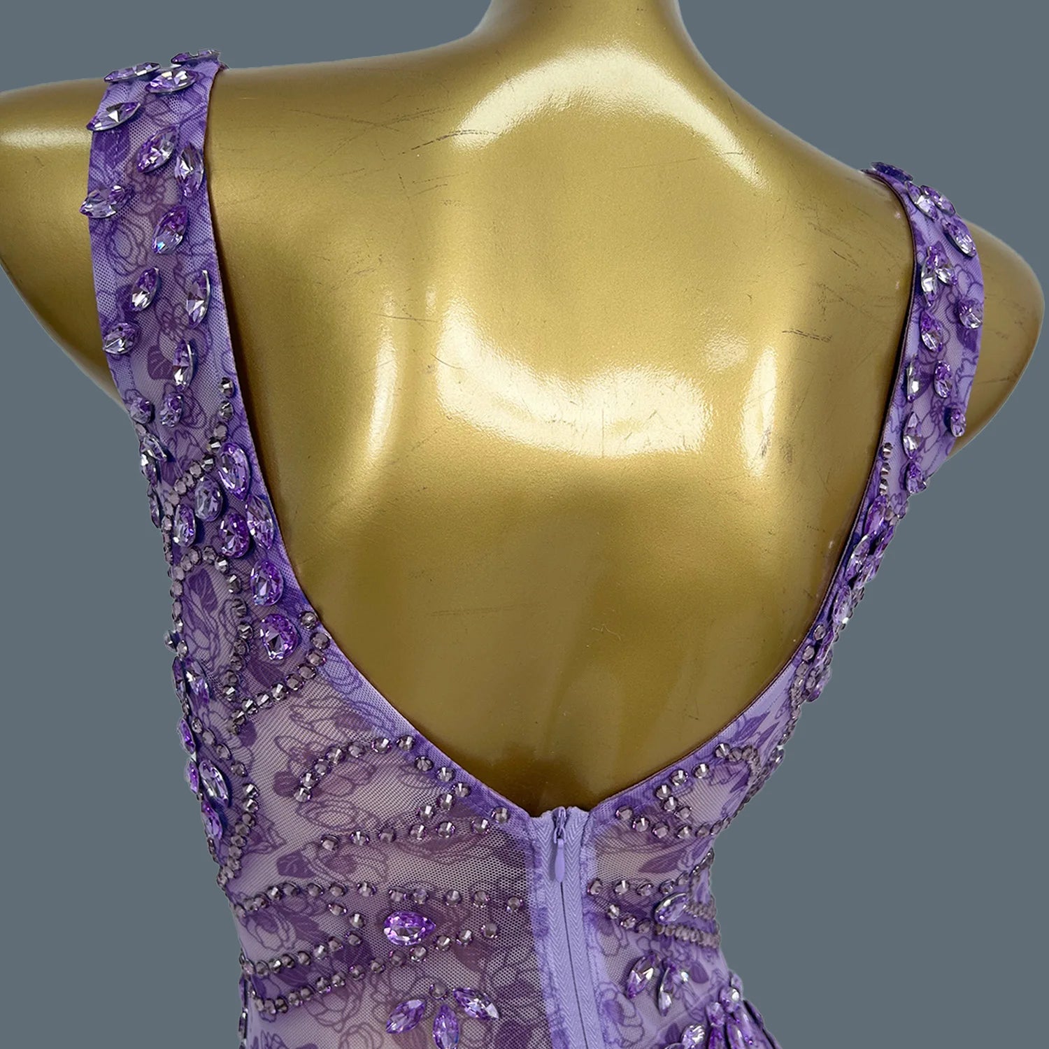 Women Sparkly Rhinestone Purple Couture Birthday Party Sexy Ball Long Dress Elegant See Through Mesh High-end Event Dress Zixia