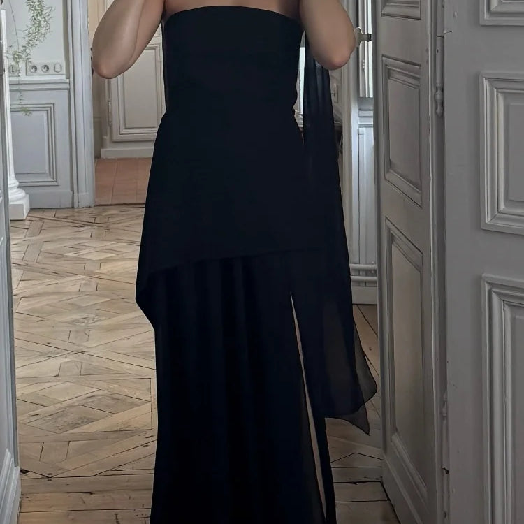 Sexy Off Shoulder With Scarf Maxi Dress For Women Fashion High Waist Sleeveless Backless Long Dresses New Lady Evening Club Robe