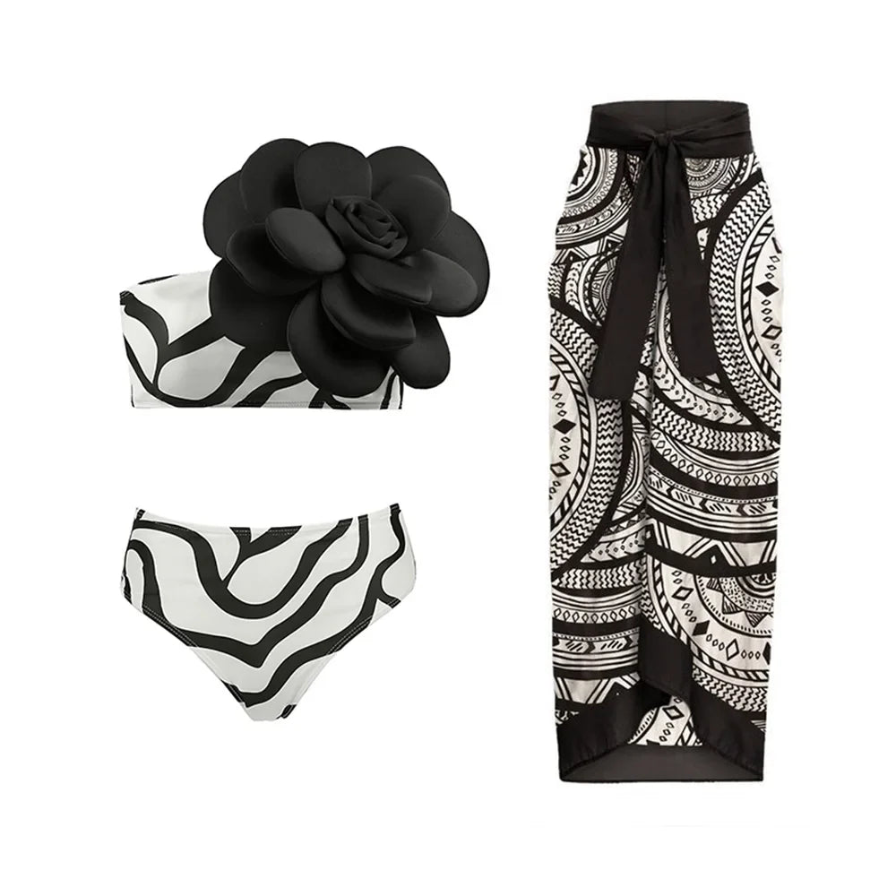 ZAFUAZ Vintage Women Swimwear Two Piece Swimsuit Luxury Bikini Beach Dress Designer Bathing Suit Summer Surf Wear Beachwear Set-8