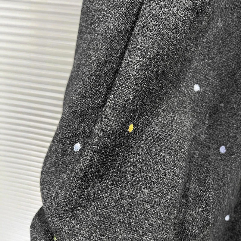 Autumn Winter New Style Colorful Embroidered Loose Elastic Waist Casual Pants For Women Straight Trousers 11A07814