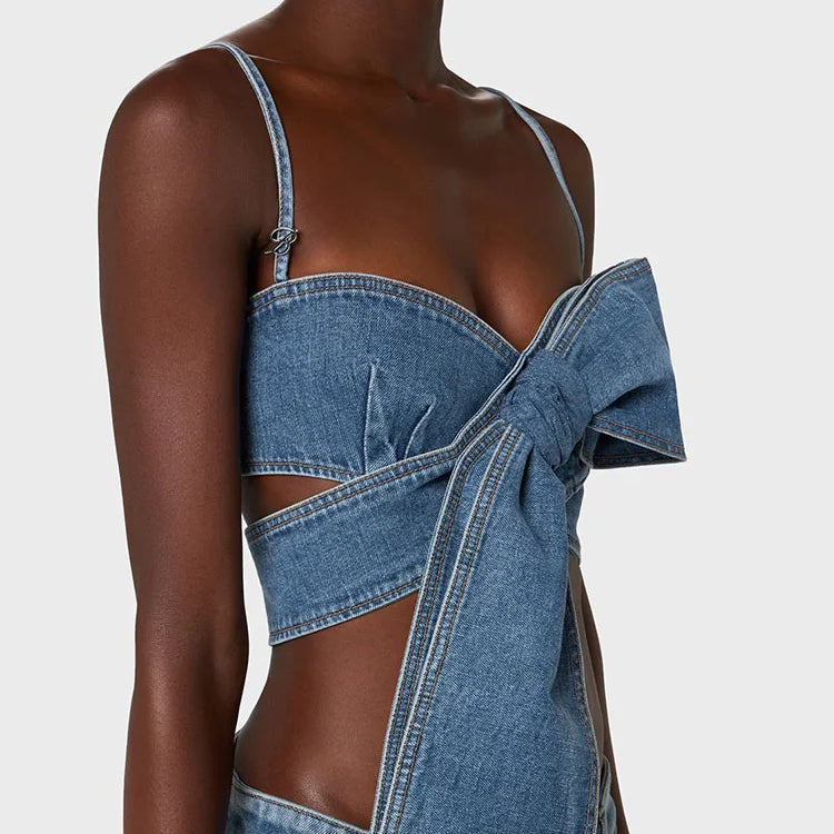 y2k spring and summer three-dimensional bow plunge sleeveless camisole Women's tube top2024korean fashion short crop top women