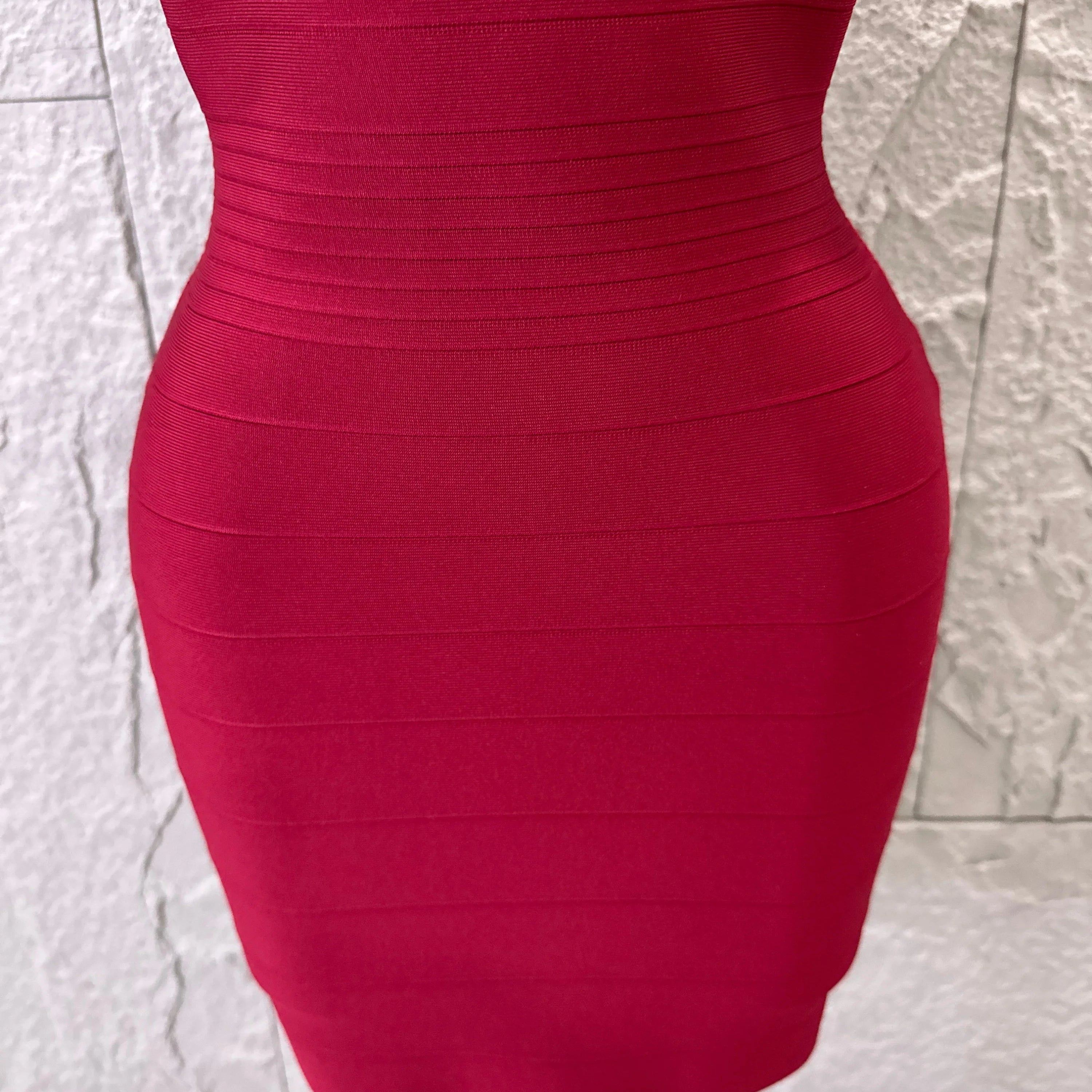 Chic Burgundy Bandage Mini Dress Women Spaghetti Strap Square Neck Bodycon Formal Event Casual Wear Costume