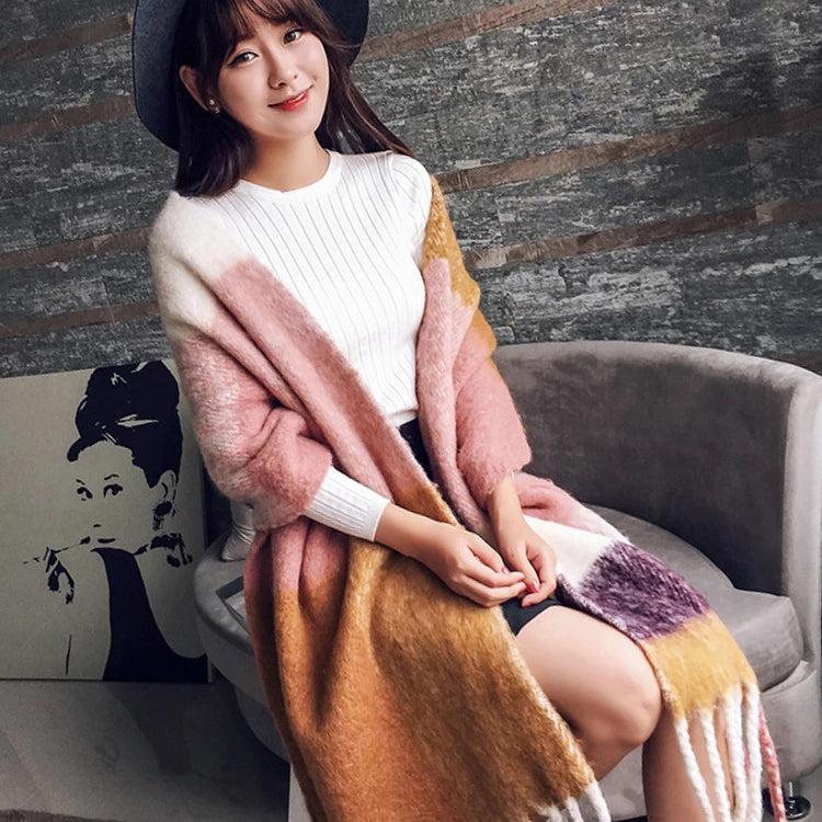 Winter Plaid Vintage Scarf Women Men Preppy Scarves Warm Pashmina Foulard Bufanda Male Mujer Thick Wrap Shawl