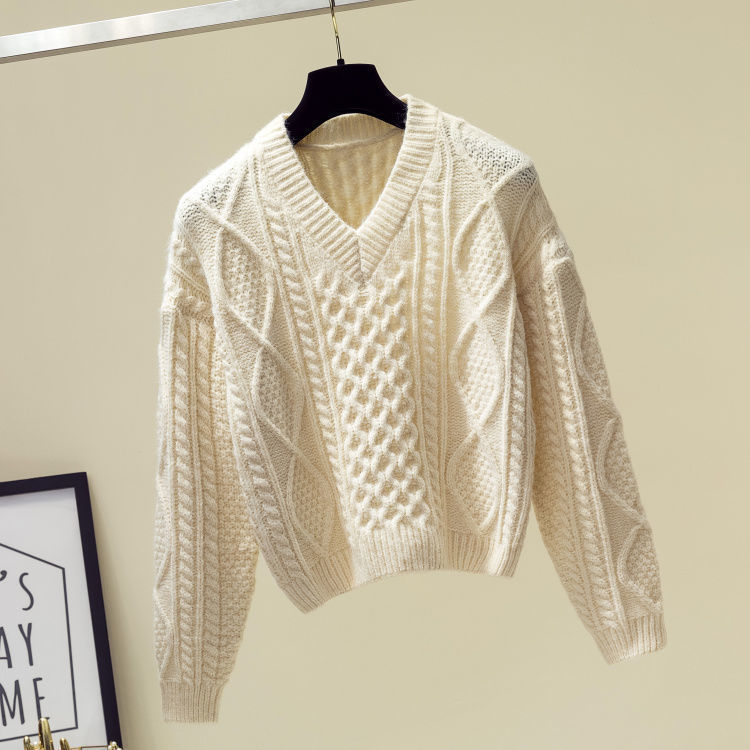 Spring V-neck Knitted Sweater Pullover Personality Asymmetrical Twill Skirt Two-piece Elegant Women's Skirt Set Party Dresses apricot sweater