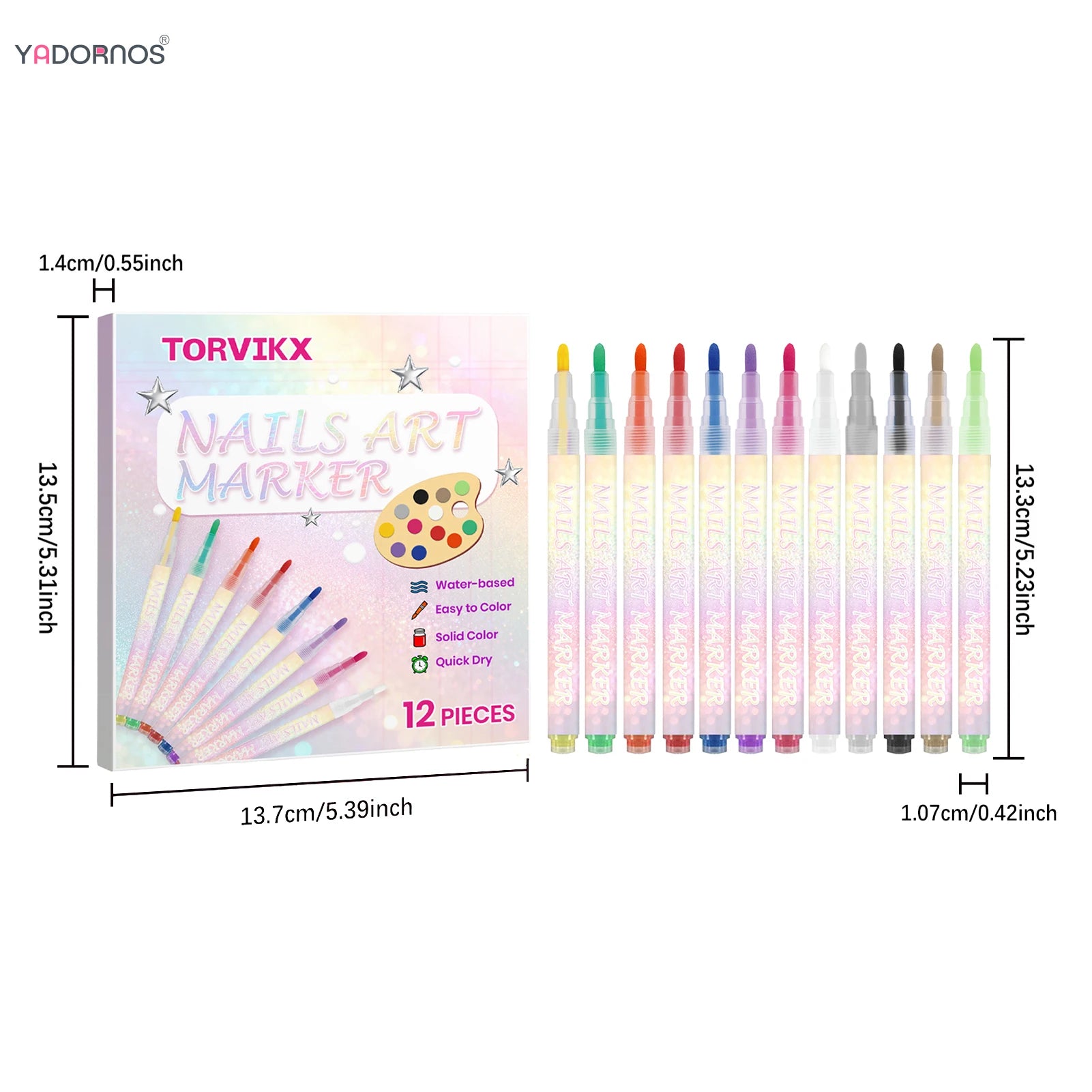 12Pcs Nail Art Pen Waterproof and Quick Drying Artistic Graffiti DIY Beauty Nail Tools Nail Art Graffiti Pen for Christmas Party