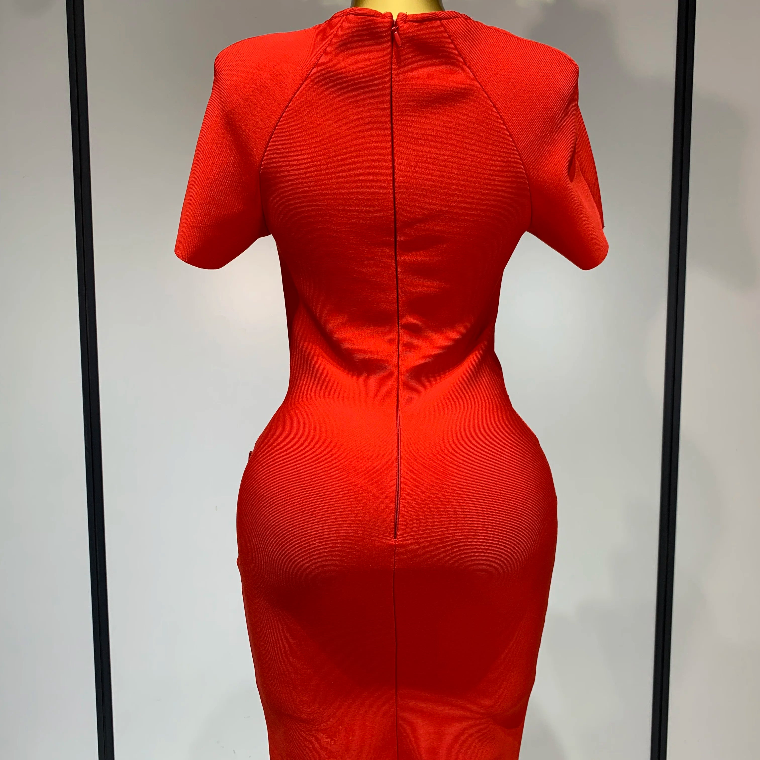 Women Sexy Short Sleeve Square Collar Bodycon Mini Bandage Dress Celebrity Red Carpet Dress Flower Luxury Birthday Outfit