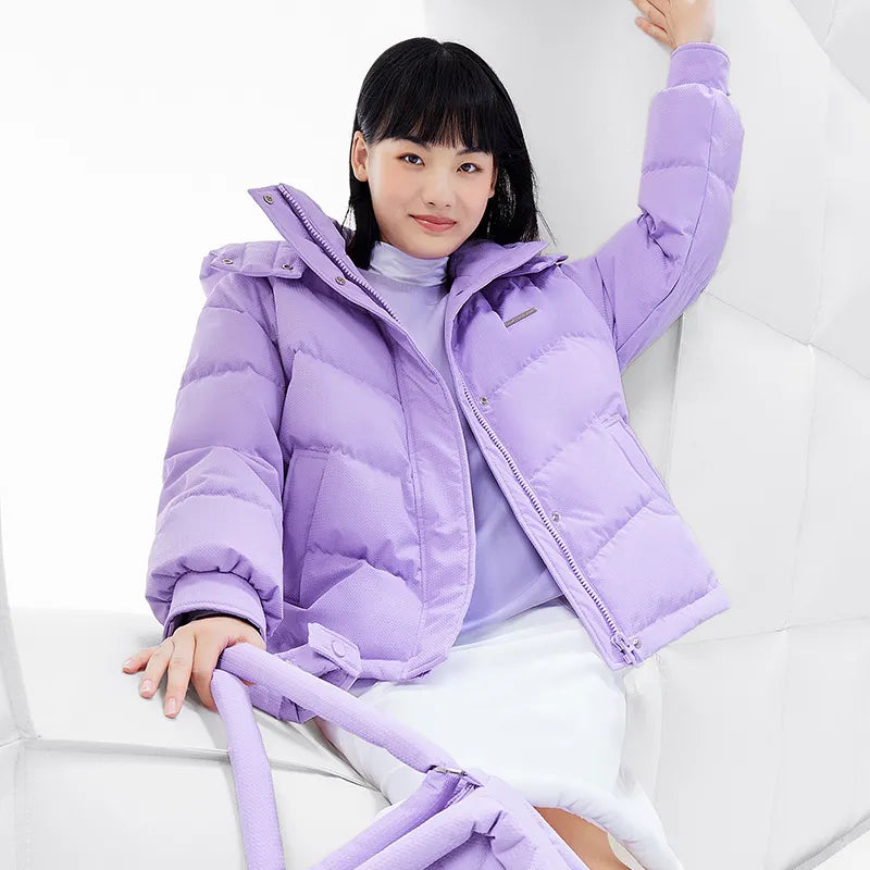 Semir Down Jacket Women Medium Long Design Hooded Warm 2022 Winter New Loose Thick Coat Woman'S Fashion Purple