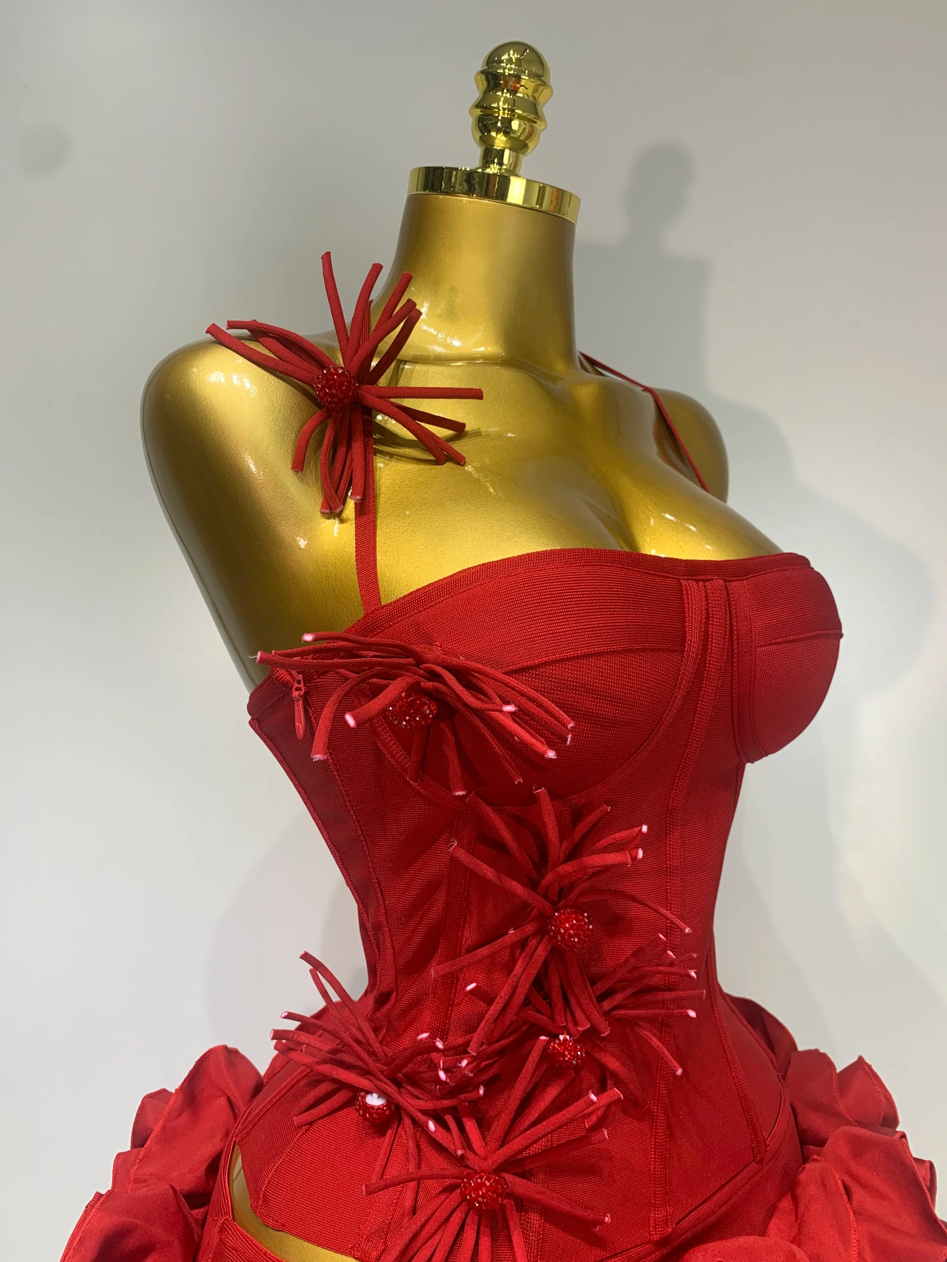 Women Fashion Sexy Halter Prom Gown Celebrity Club Two Piece Set Cocktail Elegant Luxury Birthday Party Red Black Bandage Outfit