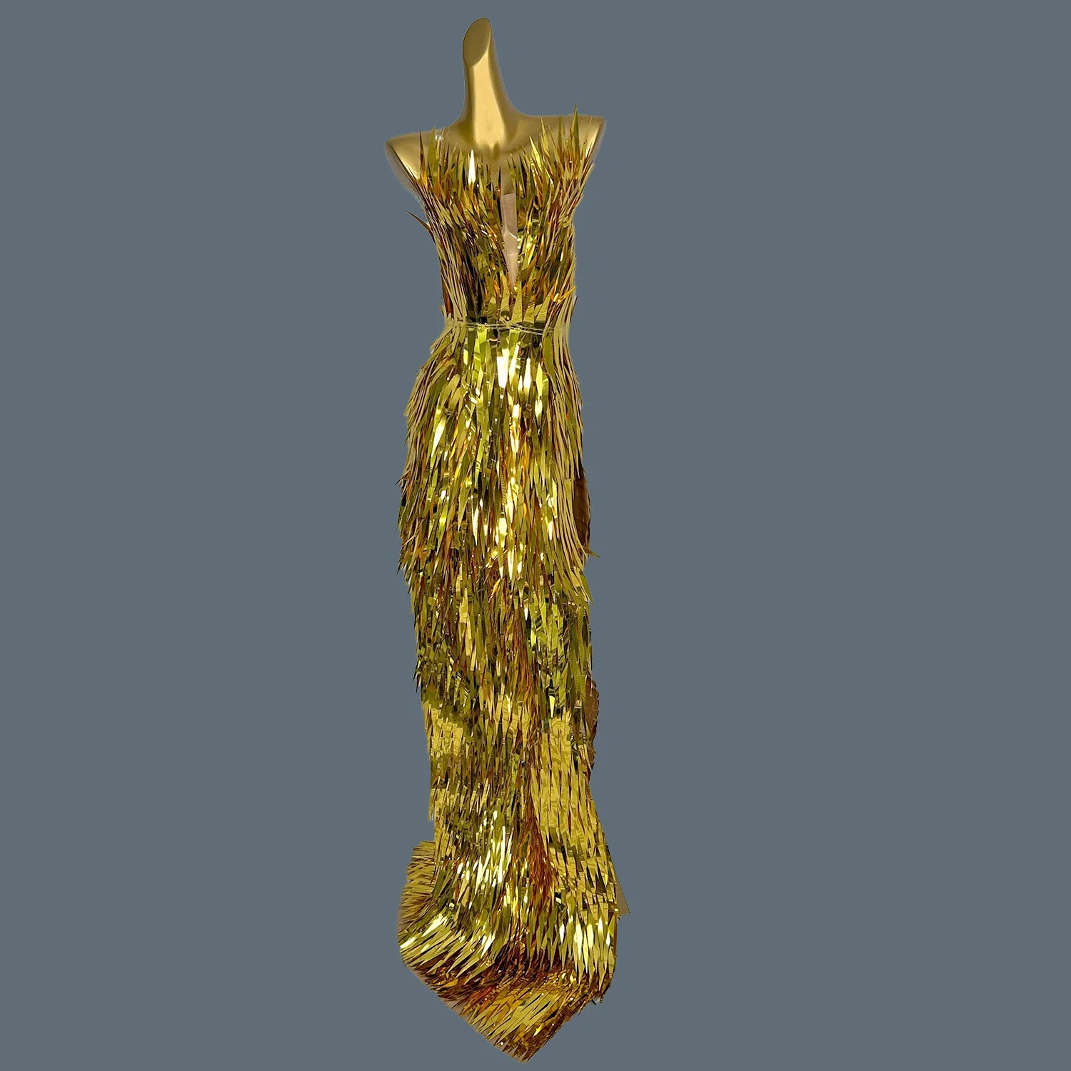 Sexy Shiny Silver Sequins Long Train Dress Evening Prom Birthday Celebrate Dress Women Photo Shoot Wear Stage Costume Maojian Gold