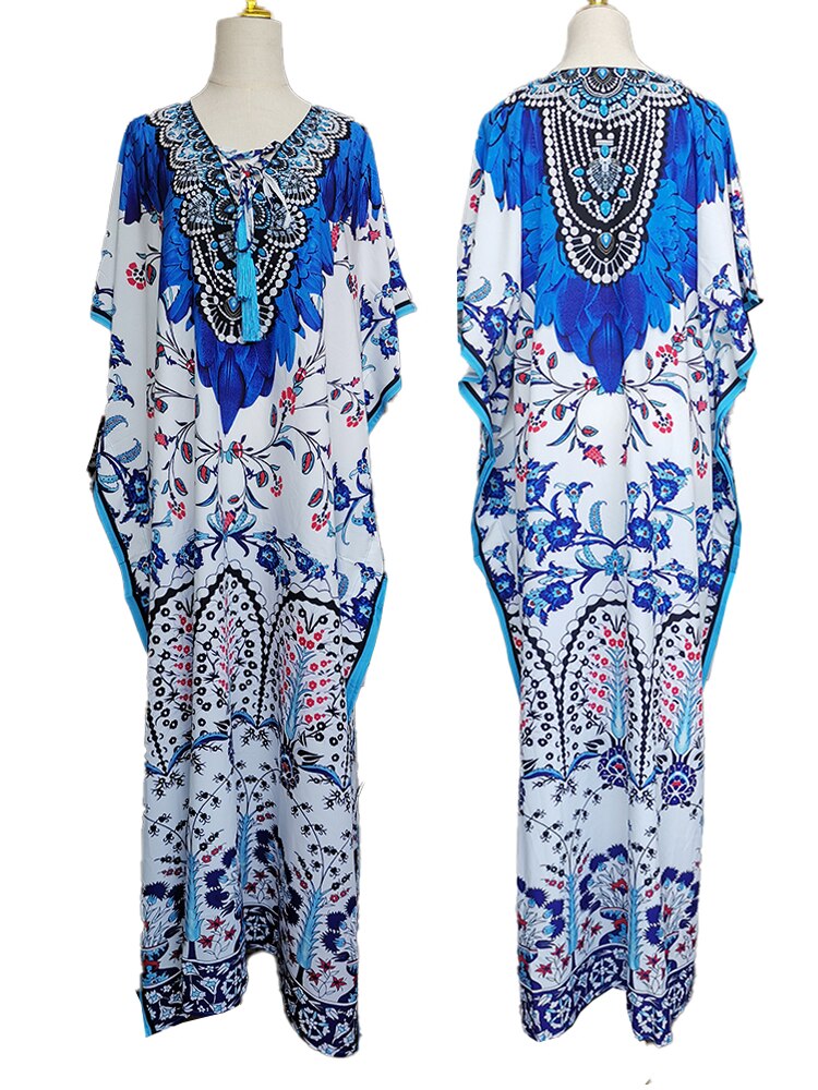 Plus Size Beach Cover Up Robe Plage Pareo Long Dress Summer Beachwear Swimsuit Cover Up Tunic For Beach Kaftan Dress
