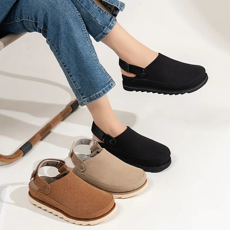 Fashion New Women's Suede Mules Slippers Women Clogs Cork Insole Sandals with Arch Support Outdoor Beach Slides Home Shoes