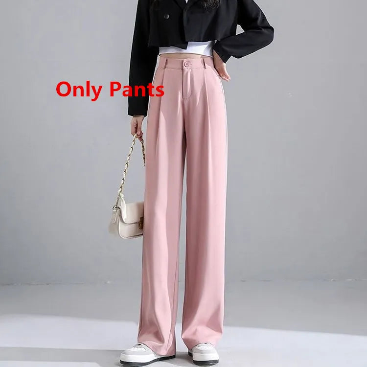 Women High Waist Long Denim Pants 2024 Summer Lady Daily Solid Shirt Vest Jeans 3 Piece Set Korean Fashion Blouse Tank Top Suits Only Pink Pants