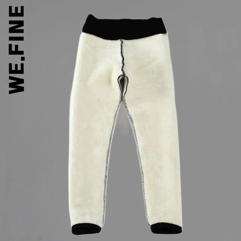 We.Fine Winter Women Thicken Warm Leggings Thick Velvet Fleece Pants High Waist Female Thermal Leggins Cold Resistant Pants