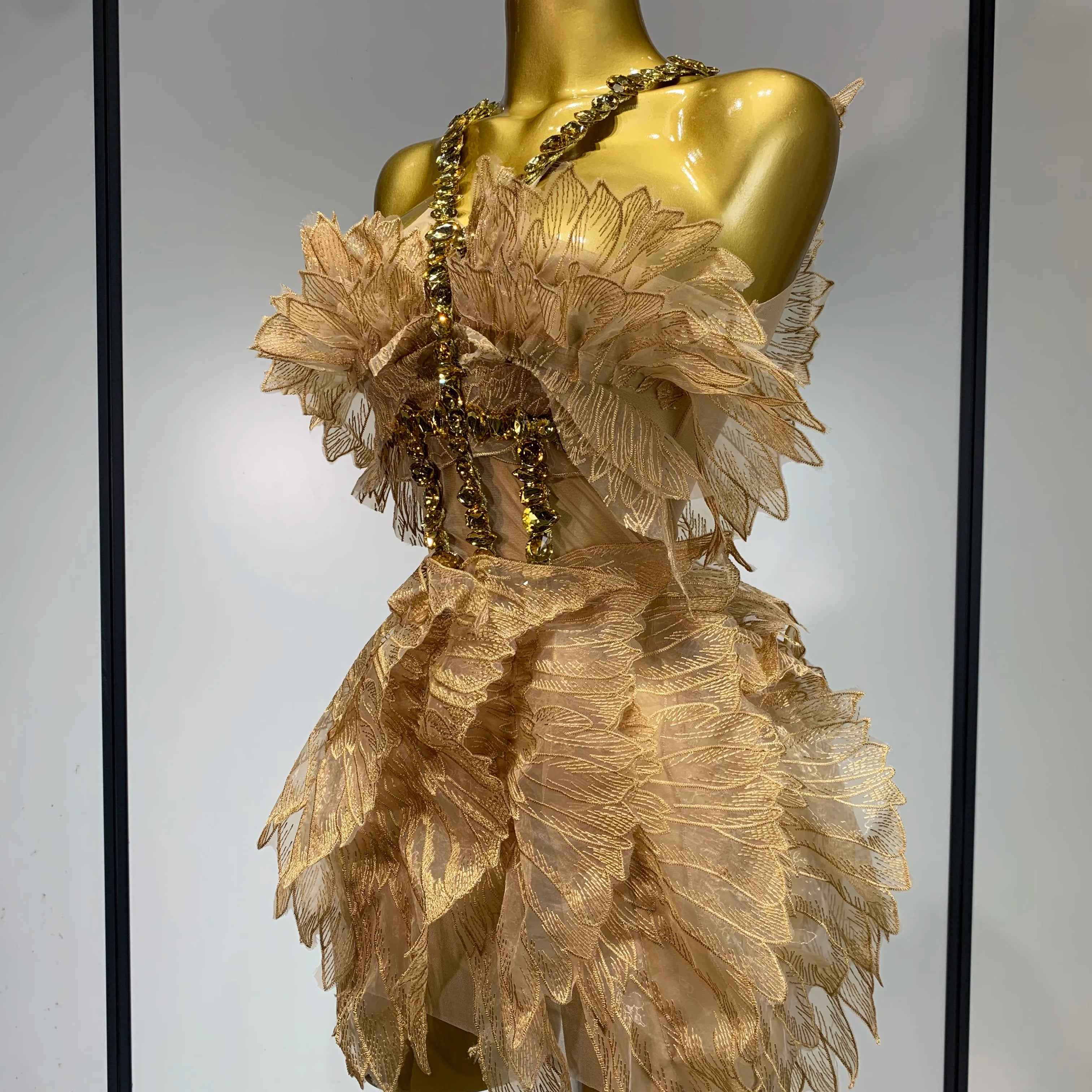 Women Sexy Mesh See Though Crystal Bodycon Mini Dress Celebrate Birthday Party Nightclub Hotwife Outfit Singer Stage Costume