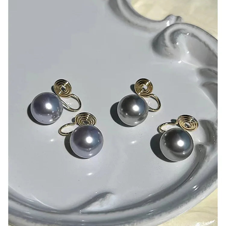 ALA Rising|L Gray Pearl Elegant Women Earing High Quality Unique Design Women Fashion Accessaries Office Lady Earing V 8mm