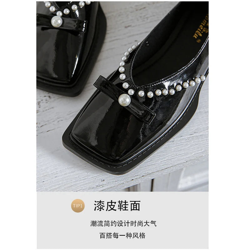 The 2023 new fashion brand designed women with low single shoes Square head spring large size casual shoes 41-43