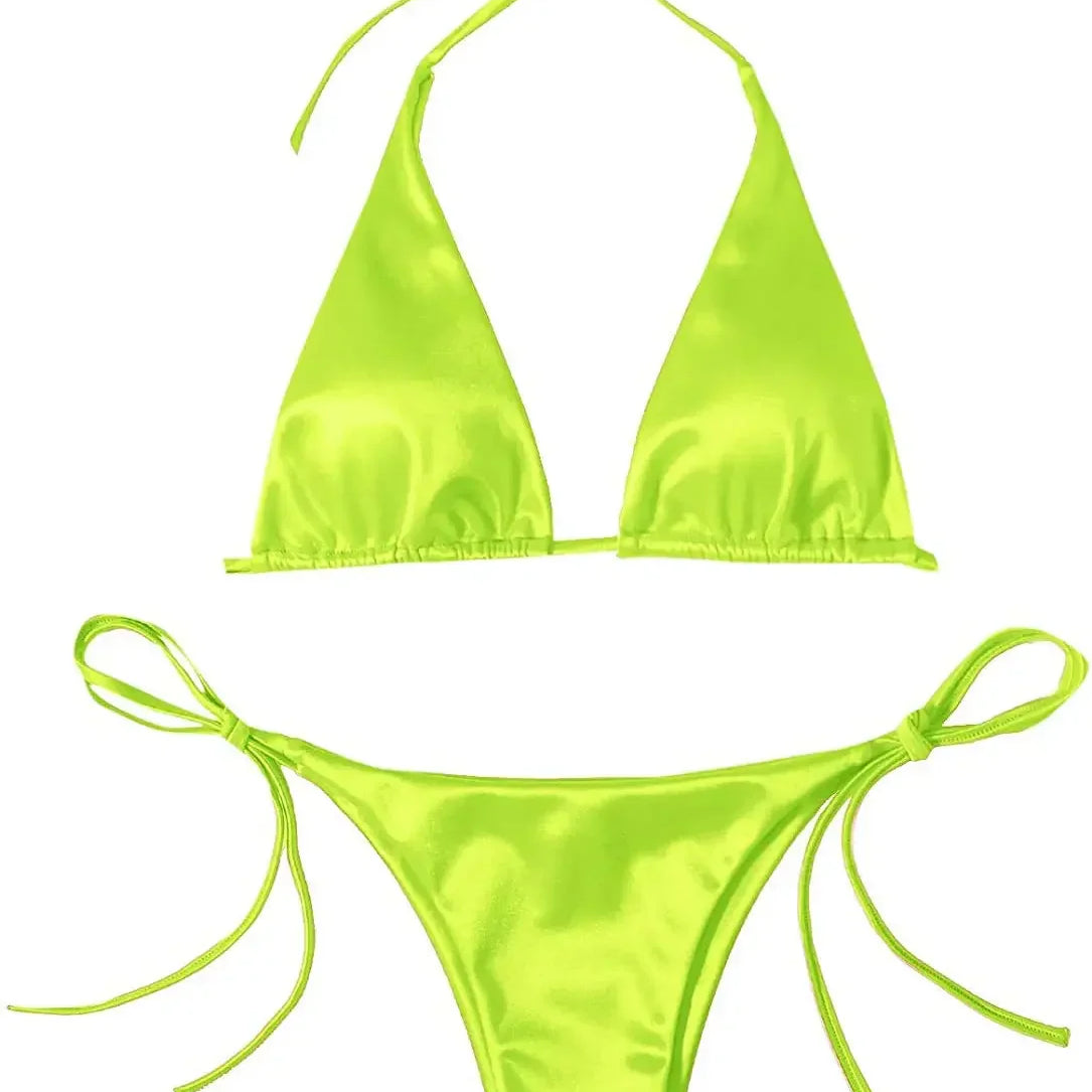 Women Sexy Micro Mini Bikini Thong Halter G-String Bra Bikinis Set Swimwear Backless New Swimwear Bathing Suits 6