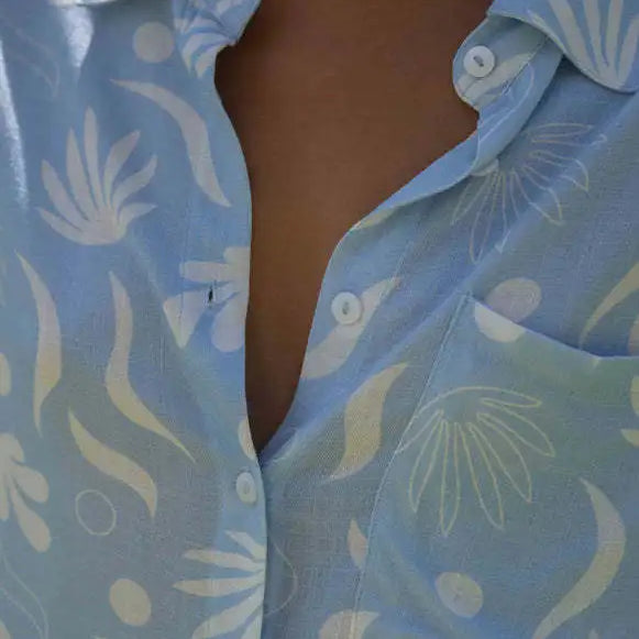 Printed Shirts Shorts Suit Female Holiday Casual Short Sleeve Loose Pocket Top Women Two Pieces Set Summer Elegant Outfits