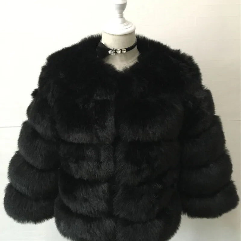 XS-6XL Mink Coat Winter Black White Faux Fur Coat Woman Elegant Fluffy Faux Fur Jacket Top Short Fur Coats Woman Clothing 14