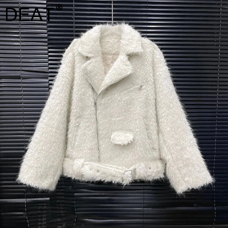 Autumn Winter New Fashion Wings Plush Warm Thickened Design Cotton Coat For Women Solid Color Jacket Female 11A07890