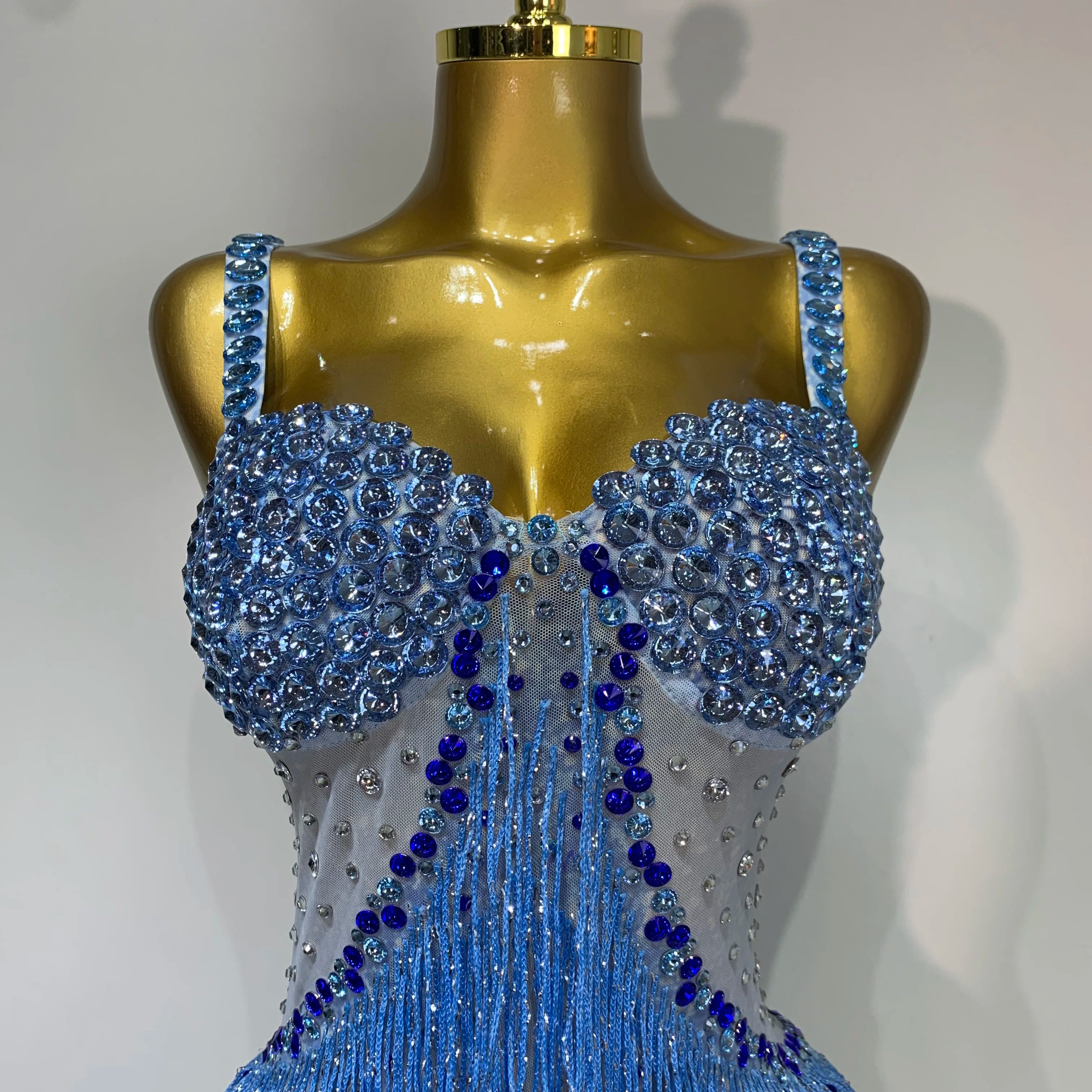 Sparkly Rhinestones Fringes Maxi Long Dress Women Sexy Transparent Elagant Evening Party Birthday Dress Photo Shoot Outfit