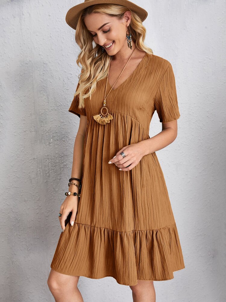 Summer Knee Length Dresses for Women 2024 New-In One-Piece Loose Casual Short Sleeve Dress Vintage Chic Maxi Midi Dress Outfits