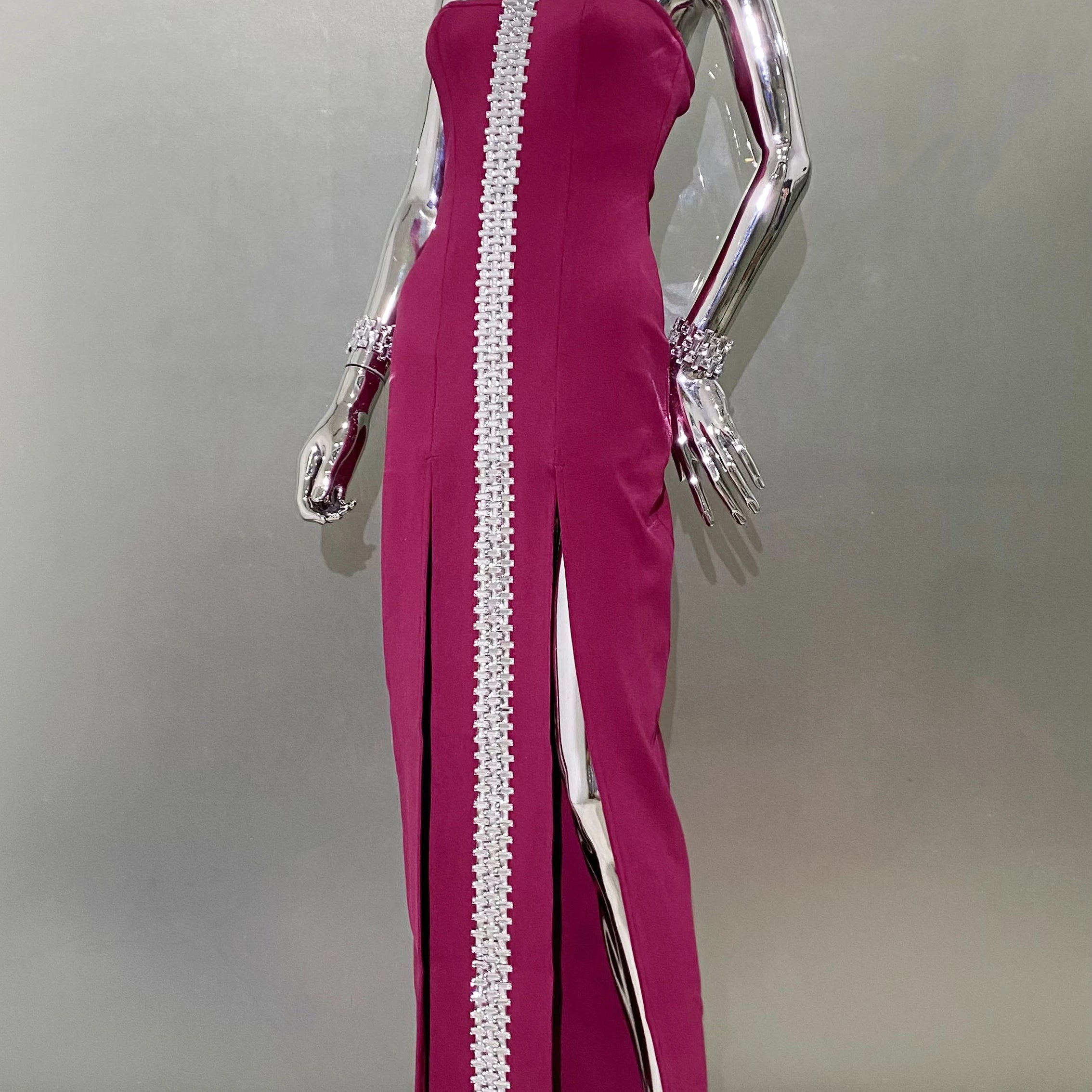 Purple Black Sparkly Crystal Women Sexy Off the Shoulder Halter Bodycon Long Bandage Dress Elegant Evening Party Prom Dress