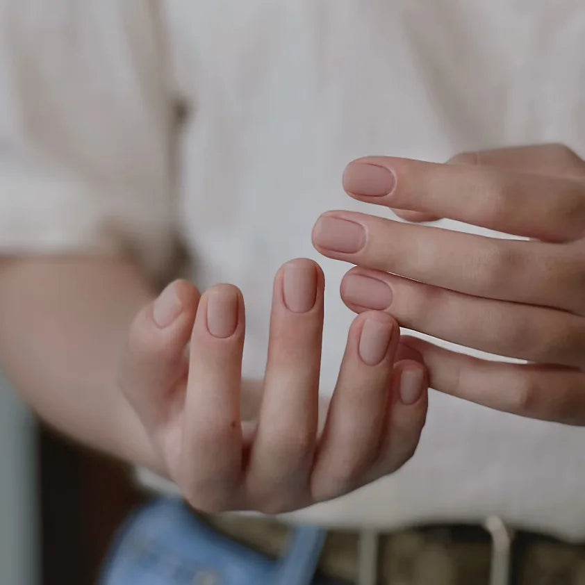 24pcs Short Nude Color False Nails Khaki Matte Fake Nails Tips Wearable Detachable Ins Simple Korean Style Press on Nails