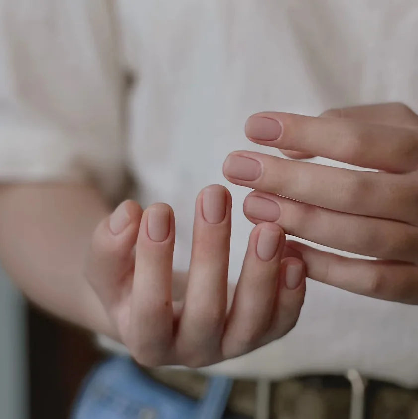 24pcs Short Nude Color False Nails Khaki Matte Fake Nails Tips Wearable Detachable Ins Simple Korean Style Press on Nails