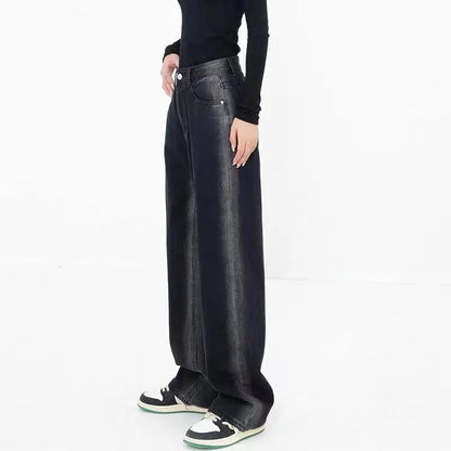 Y2K 2024 autumn and winter new gradual wash jeans for women design sense niche straight leg casual pants pants traf