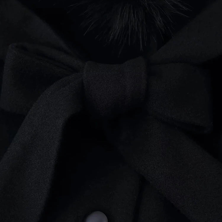 Women New Slim Black Faux Fur Woolen Patchwork Women Long Coat Chic Belt Full Sleeve Button Female Outwea Coats