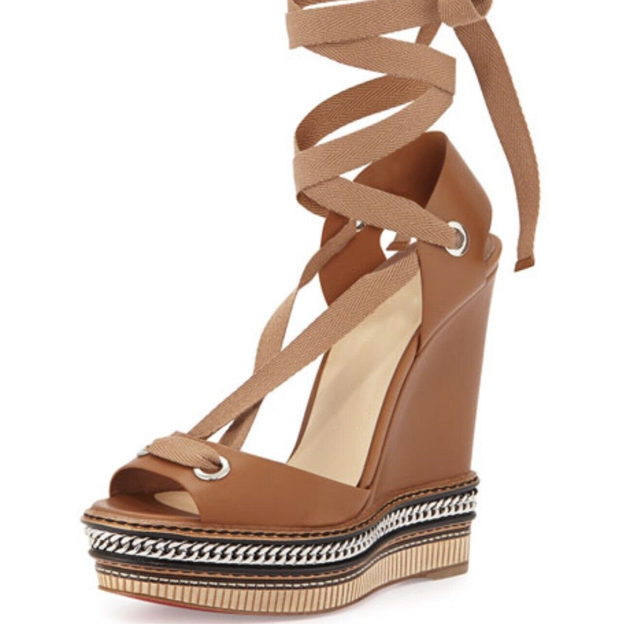 Wedge Metal Chain Strap Sexy Sandals Woman Peep Brown Leather Zipper Platform Heels Cover Open Suede Velvet Noble Shoes Summer 12.5cm