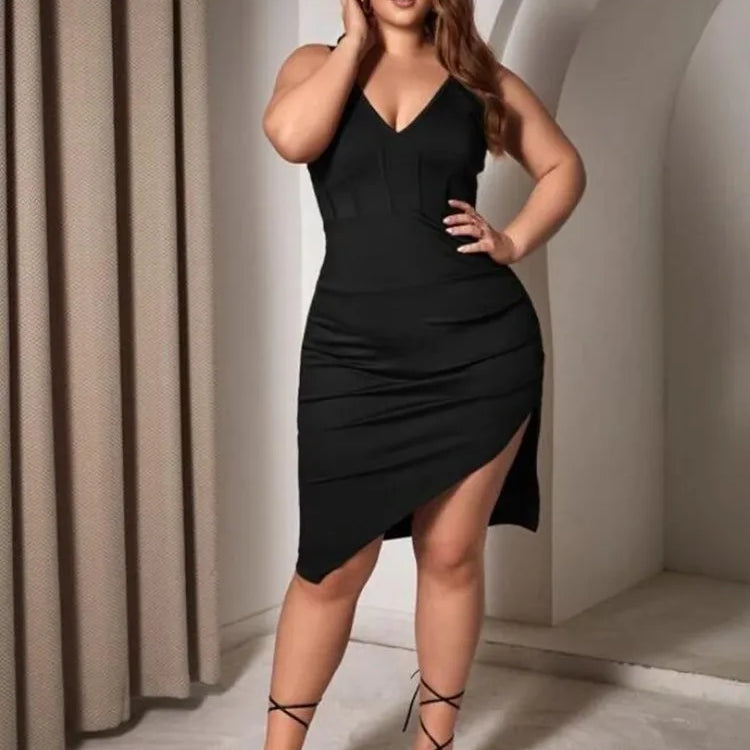 Plus Asymmetrical Hem Cami Dress Plus Size Women Dresses L XL 2XL 3XL 4XL Size