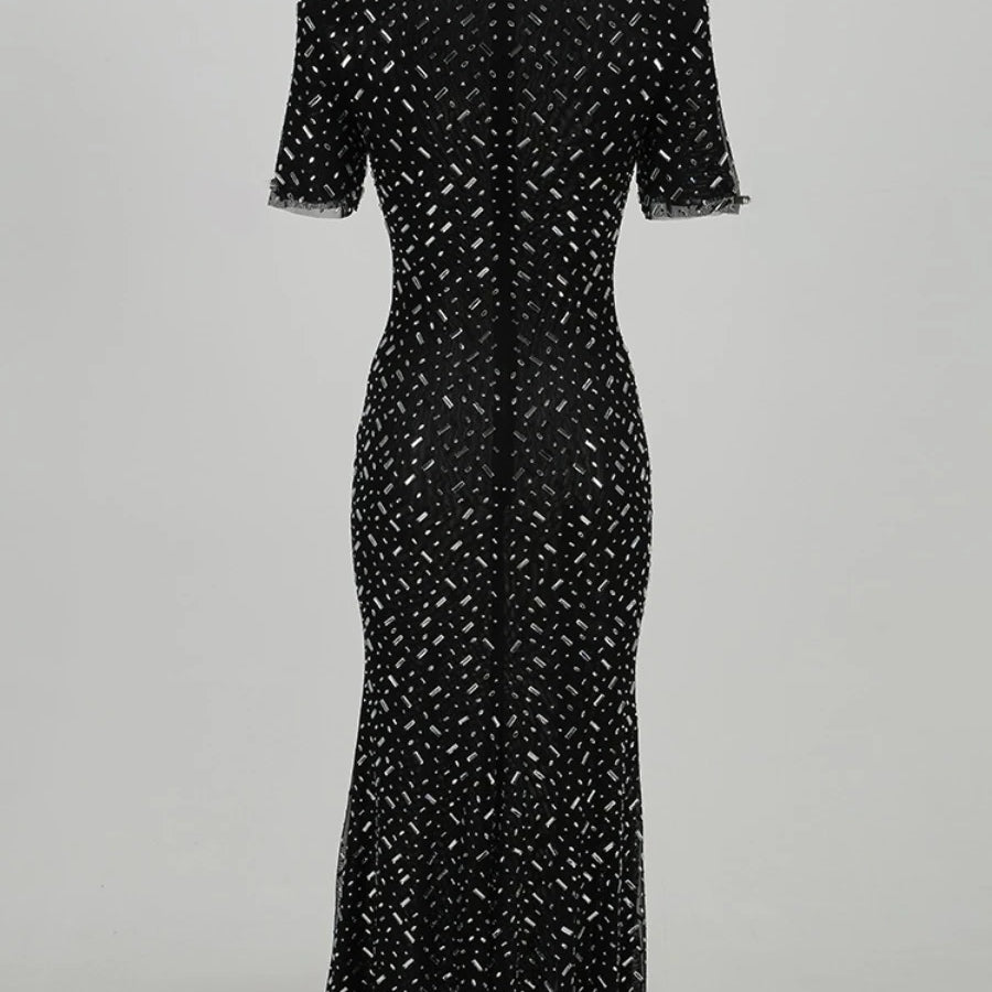 Solid Slimming Spliced Stick Drill Dresses for Women Round Neck Short Sleeves Temperament Dress Female Clothing New