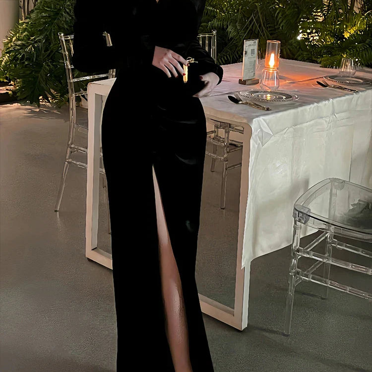 Spring Long Sexy Black Stretchy Fitted Birthday Party Evening Dresses for Women Luxury Elegant Off the Shoulder Clothing Black
