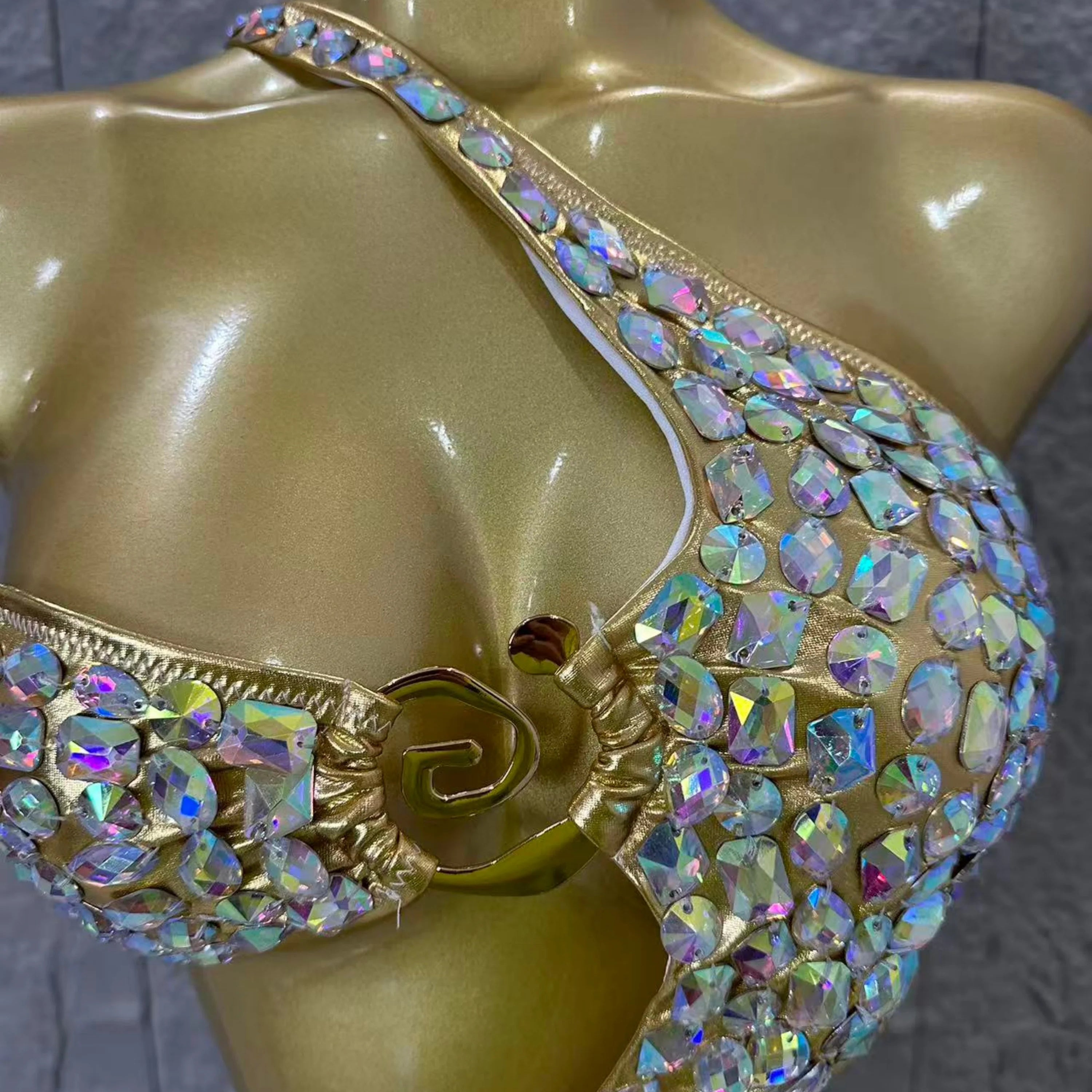 Women Sexy Halter Neck Iridescent Crystal Embellished Cutout Outfit Stage Performance Costume 2026 Luxurious Black Bodysuit