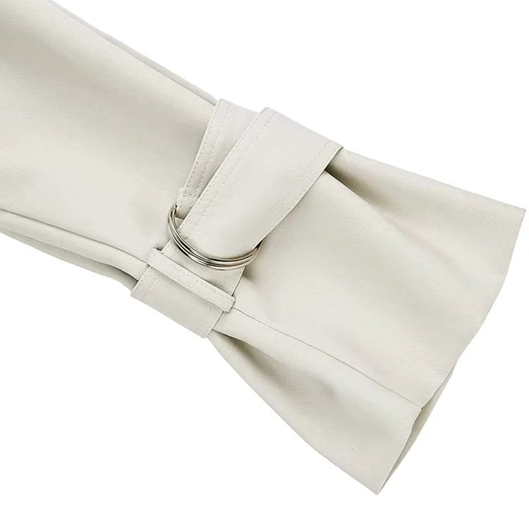 Lautaro Spring Autumn Long Soft Flowy Trench Coat for Women Sashes Raglan Sleeve Double Breasted Loose Casual Korean Fashion