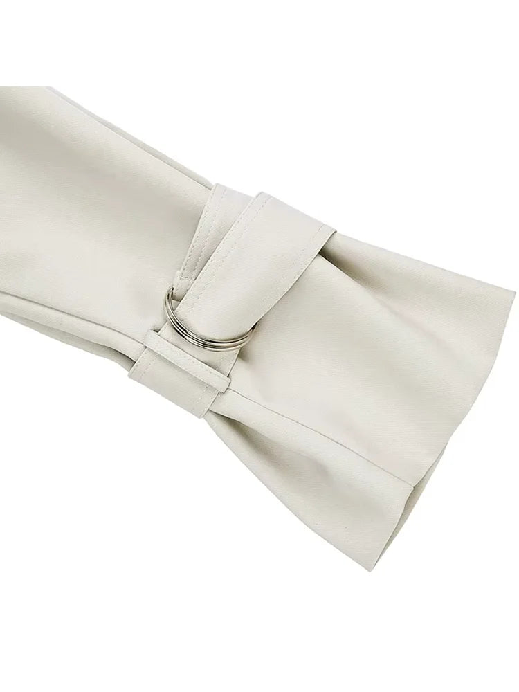 Lautaro Spring Autumn Long Soft Flowy Trench Coat for Women Sashes Raglan Sleeve Double Breasted Loose Casual Korean Fashion