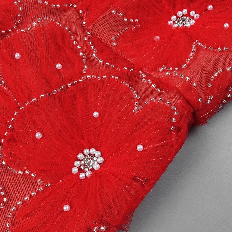 Romantic Sleeveless Red Floral Mermaid Dress for Garden Weddings Party Evening Gown