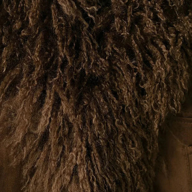 Women 2025 Autumn Winter New Solid Faux Fur Jackets Women Fashion Lapel Plush Coat Slim Elegant Patchwork Brown Short Coats