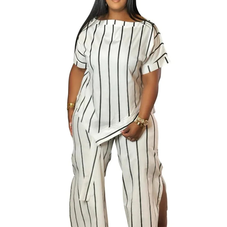 2 Piece Women Sets 2025 Plus Size Summer Autumn Matching Sets Print Two Pieces Sets Top Pants Suits Outfits Clothing