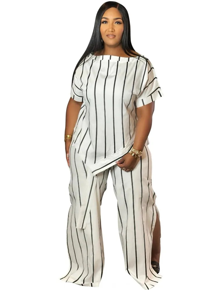 2 Piece Women Sets 2025 Plus Size Summer Autumn Matching Sets Print Two Pieces Sets Top Pants Suits Outfits Clothing