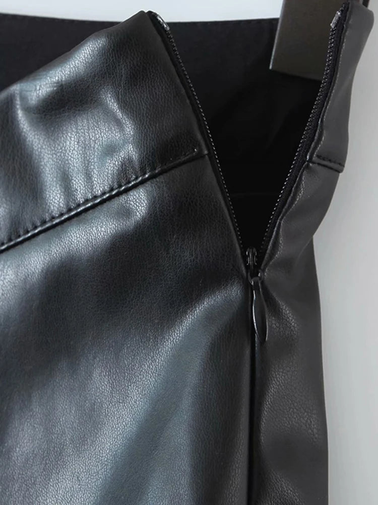 Lautaro Black Soft Stretchy Lightweight Pu Leather Mini Skirt Women with Slit Low V Waist Sexy Short Summer Luxury Chic Clothes