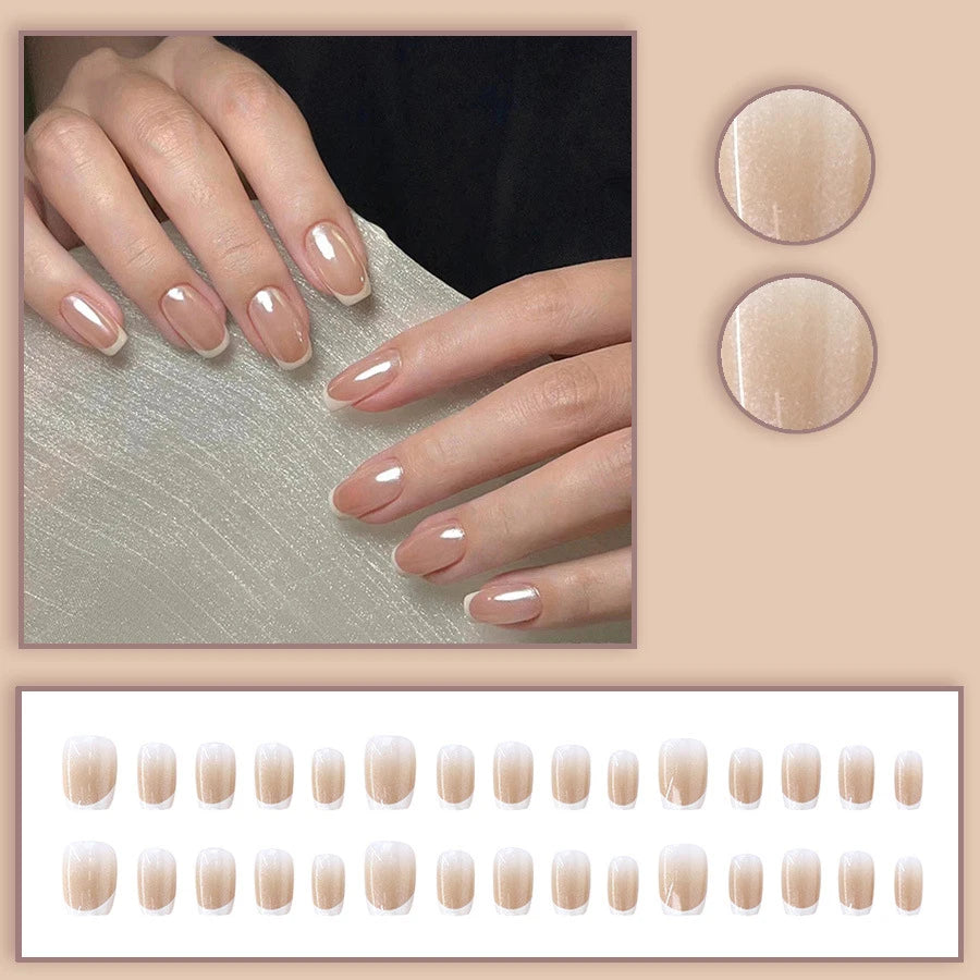 24pcs/set short medium fake nails shinny sparkling glitter square ballet nail tips starry star cat eyes press on false nail art 1718